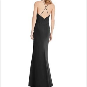 Dessy Criss Cross Open-Back Chiffon Trumpet Gown